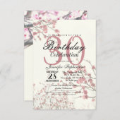 エレガントな白のかわいらしい桜の木 招待状 (正面/裏面)