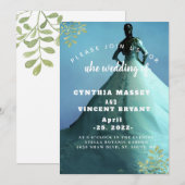 エレガントな白のウェディングドレスの招待状 招待状 (正面/裏面)