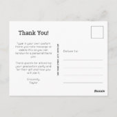 エレガントな白のスクリプト 写真 卒業 ありがとう ポストカード (裏面)