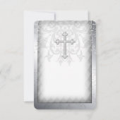 エレガントな白のダマスククロス 初聖体拝領 招待状 (裏面)