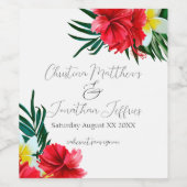 エレガントな白のハワイの熱帯花 ワインラベル (シングルラベル)