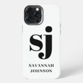 エレガントな白のモノグラムイニシャル iPhoneケース (裏面)