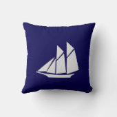 エレガントな白のヨット ネイビーブルー クッション (裏面)