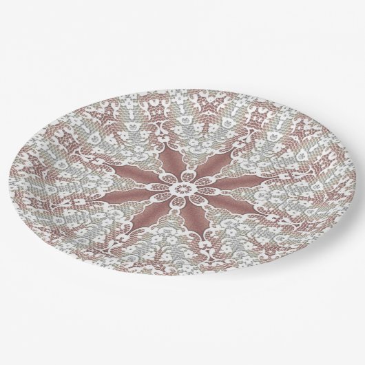 エレガントな白のレース花柄ペーパープレート ペーパープレート (アングル)