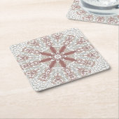 エレガントな白のレース花柄紙コースター スクエアペーパーコースター (アングル)