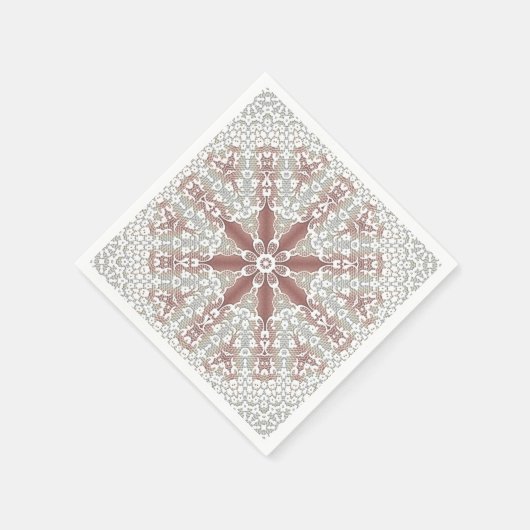 エレガントな白のレース花模様のナプキン スタンダードカクテルナプキン (角)