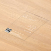エレガントな白の名前の書道QRコード ウェディング アクリル招待状 (レイダウン)
