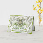 エレガントな白の抽象花柄のメモ / グリーティングカード (黄色い花)