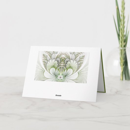 エレガントな白の抽象花模様のメモ / グリーティングカード (裏面)