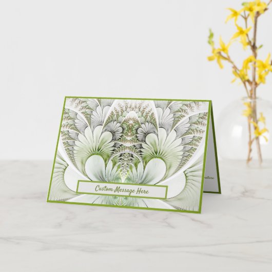 エレガントな白の抽象花模様のメモ / グリーティングカード (黄色い花)