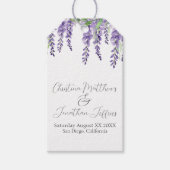 エレガントな白の背景に紫の藤の花 ギフトタグ (正面)