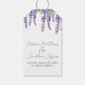 エレガントな白の背景に紫の藤の花 ギフトタグ (裏面)