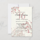 エレガントな白の背景に美しい桜の木 招待状 (正面)