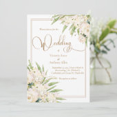 エレガントな白の花と緑のボタニカルウェディング 招待状 (スタンド正面)