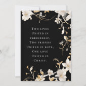 エレガントな白の花のブラック キリスト教の結婚式 招待状 (裏面)