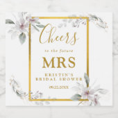 エレガントな白の花 フューチャー ミセス ブライダル シャワー ビールラベル (シングルラベル)