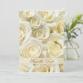 エレガントな白クリーム色のバラ Save the Date ご案内 セーブザデート (スタンド正面)