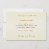 エレガントな白クリーム色のバラ Save the Date ご案内 セーブザデート (裏面)