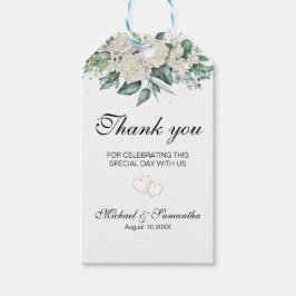エレガントな白バラとユリの結婚式 ギフトタグ