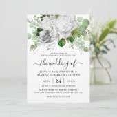 エレガントな白バラとユーカリのグリーンウェディング 招待状 (スタンド正面)