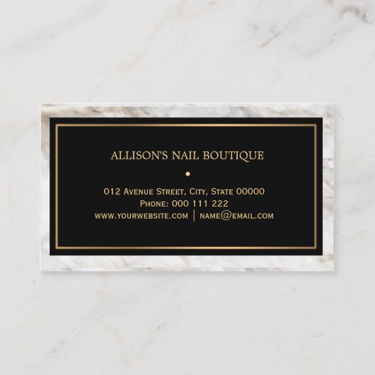 エレガントな白人の大理石|のネイルの美容師 名刺 (裏面)