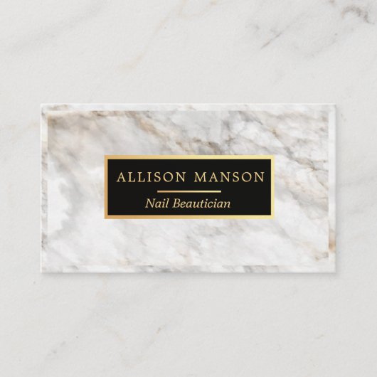 エレガントな白人の大理石|のネイルの美容師 名刺 (正面)