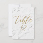 エレガントな白大理石とゴールドの結婚式テーブルナンバー 招待状 (裏面)