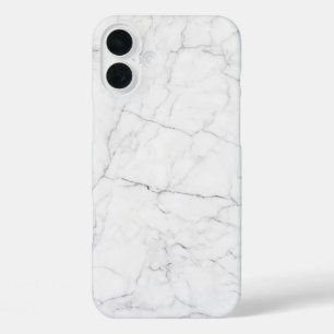 エレガントな白大理石 iPhone 16 PLUSケース
