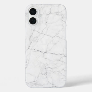 エレガントな白大理石 iPhone 16 PLUSケース