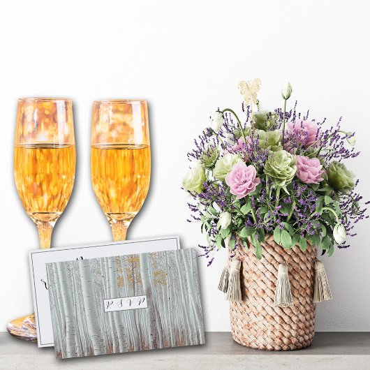 エレガントな白樺の木々 出欠カード