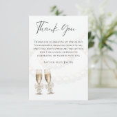 エレガントな白真珠とプロセッコ ブライダルシャワー サンキューカード (スタンド正面)