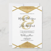 エレガントな白金ダイヤモンド型アンパサンド結婚式 招待状 (正面)