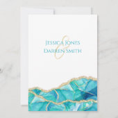 エレガントな白青金グリッター水彩ウェディング 招待状 (裏面)