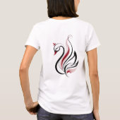 エレガントな白鳥の線画 Tシャツ (裏面)