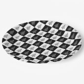 エレガントな白黒のクリスマスツリーパターン ペーパープレート (アングル)