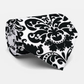エレガントな白黒のヴィンテージのダマスク織パターン ネクタイ (ロール)
