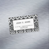 エレガントな白黒のヴィンテージのダマスク織パターン マグネット名刺 (インサイチュ)