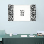 エレガントな白黒のヴィンテージのダマスク織パターン 横断幕 (トレードショー)