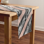 エレガントな白黒の大理石のばら色の金ゴールドブラシストローク ショートテーブルランナー (インサイチュ)