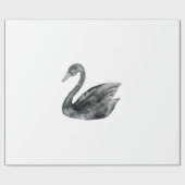 エレガントな白黒の手塗りの水彩画の白鳥 ラッピングペーパー (フラット)