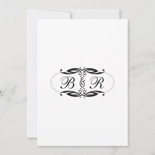 エレガントな白黒の結婚式招待状のアールデコ 招待状 (裏面)