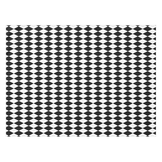 エレガントな白黒アーガイル柄のなパターン テーブルクロス (正面(横))