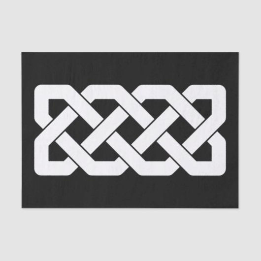 エレガントな白黒ケルト結び目模様パターン 薄葉紙 (正面)