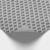 エレガントな白黒ダマスク織の包装紙 ラッピングペーパー (角)