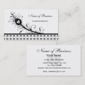 エレガントな白黒ダマスク織の孔雀の羽 名刺 (正面/裏面)