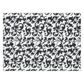 エレガントな白黒ダマスク織の渦巻 テーブルクロス (正面(横))
