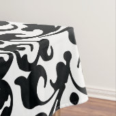 エレガントな白黒ダマスク織の渦巻 テーブルクロス (インサイチュ)