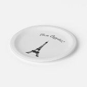 エレガントな白黒フランス人のスタイルのエッフェル塔 ペーパープレート (アングル)