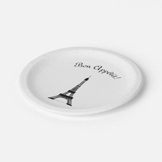 エレガントな白黒フランス人のスタイルのエッフェル塔 ペーパープレート (アングル)
