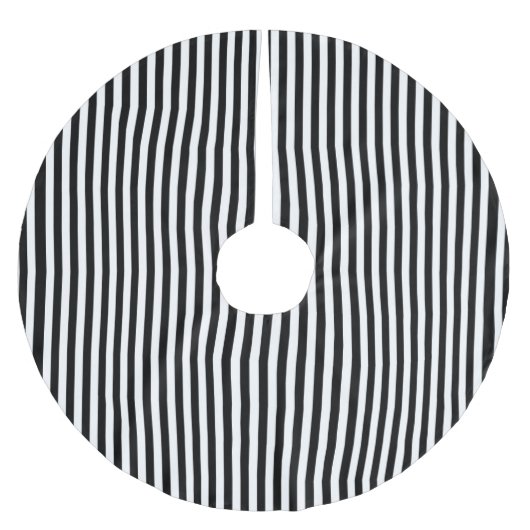 エレガントな白黒モダンは縞で飾ります ブラッシュドポリエステルツリースカート (正面)